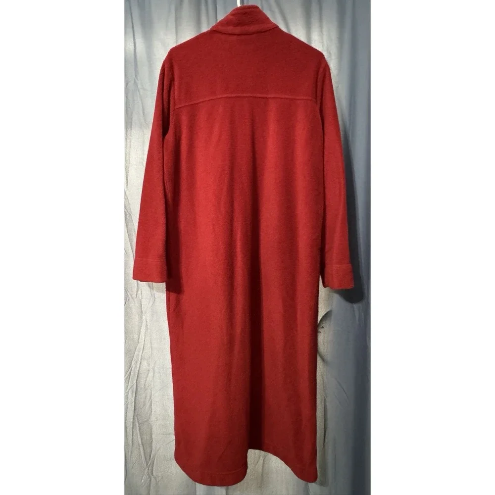 LL Bean Vintage Womens Winter Fleece Zip Up Housecoat Robe Size Med Petite Red